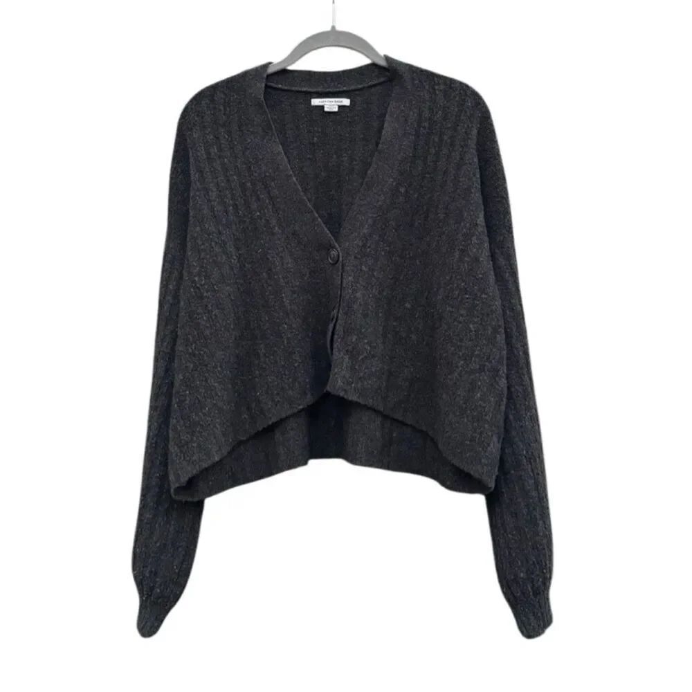 American Eagle Women's Grey Knit Button Up Oversized Cardigan Sweater Size Small